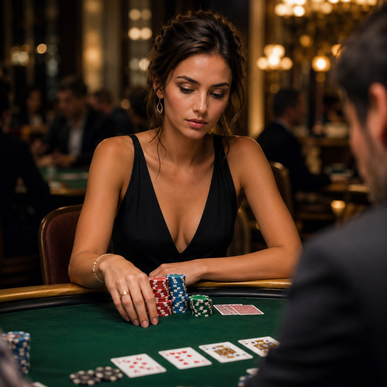 Women playing poker together at a casino table
